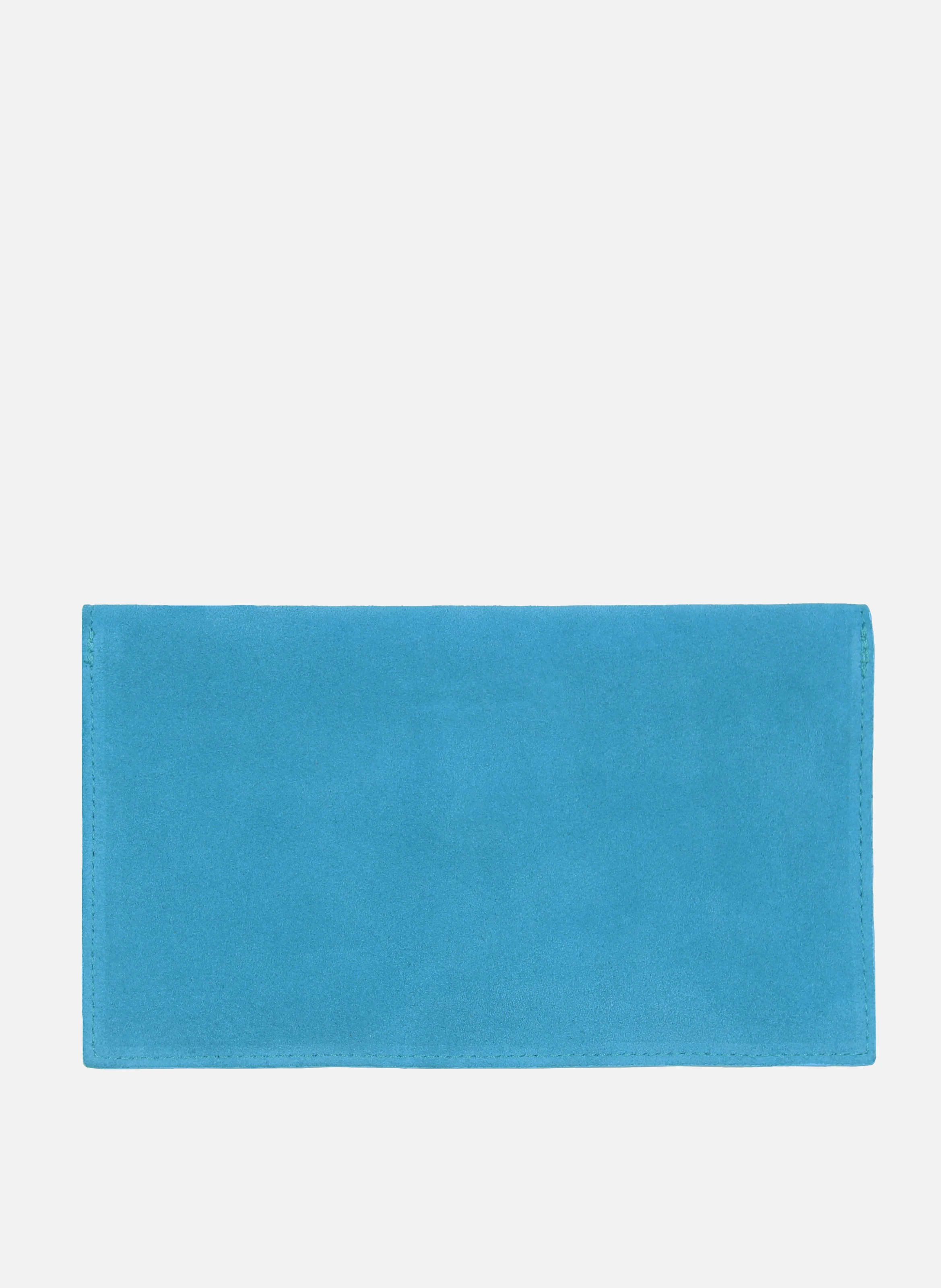 Pochette enveloppe cuir daim upcyclé | Bleu