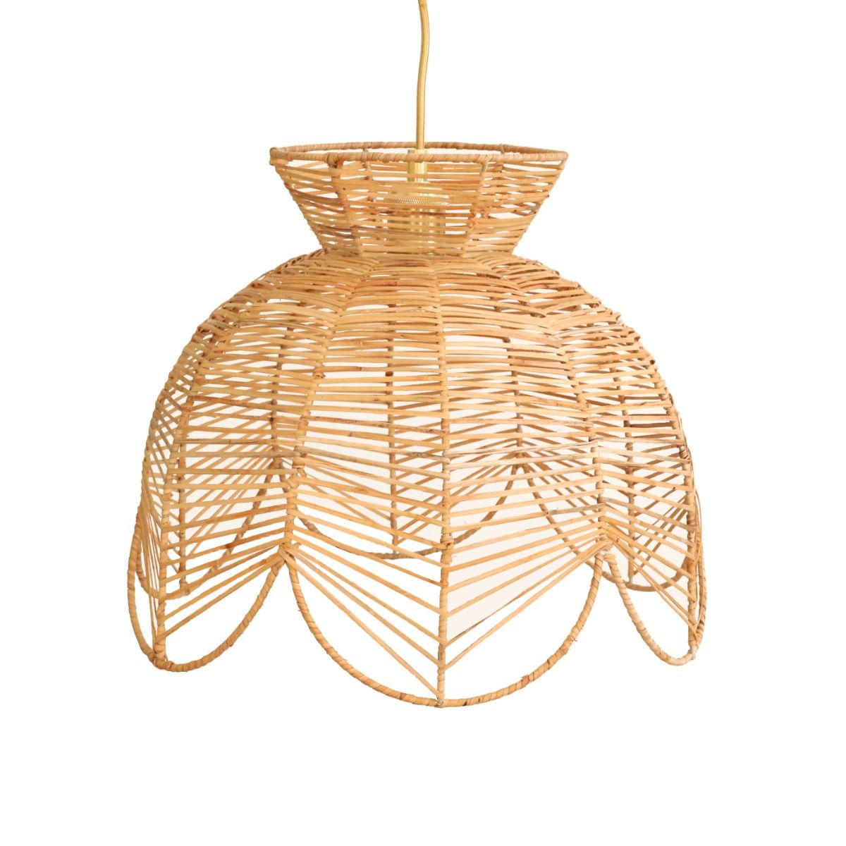 Suspension luminaire en rotin forme tulipe  Atelier jasmin