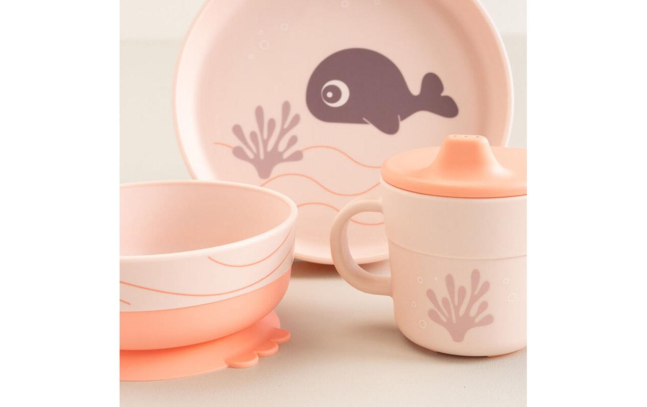 Kindergeschirrset Foodie Wally RosaGeschirr-Set mit Saugfuss