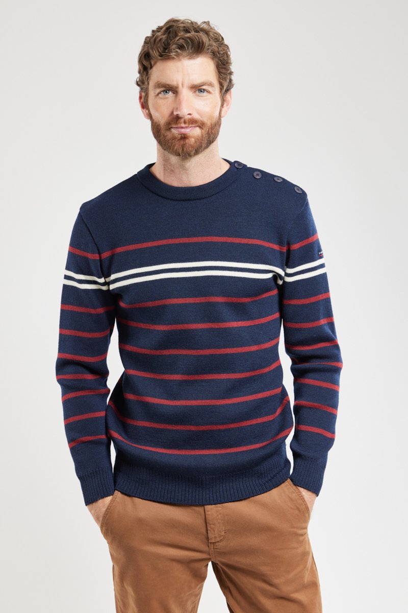 Pull marin rayé - laine