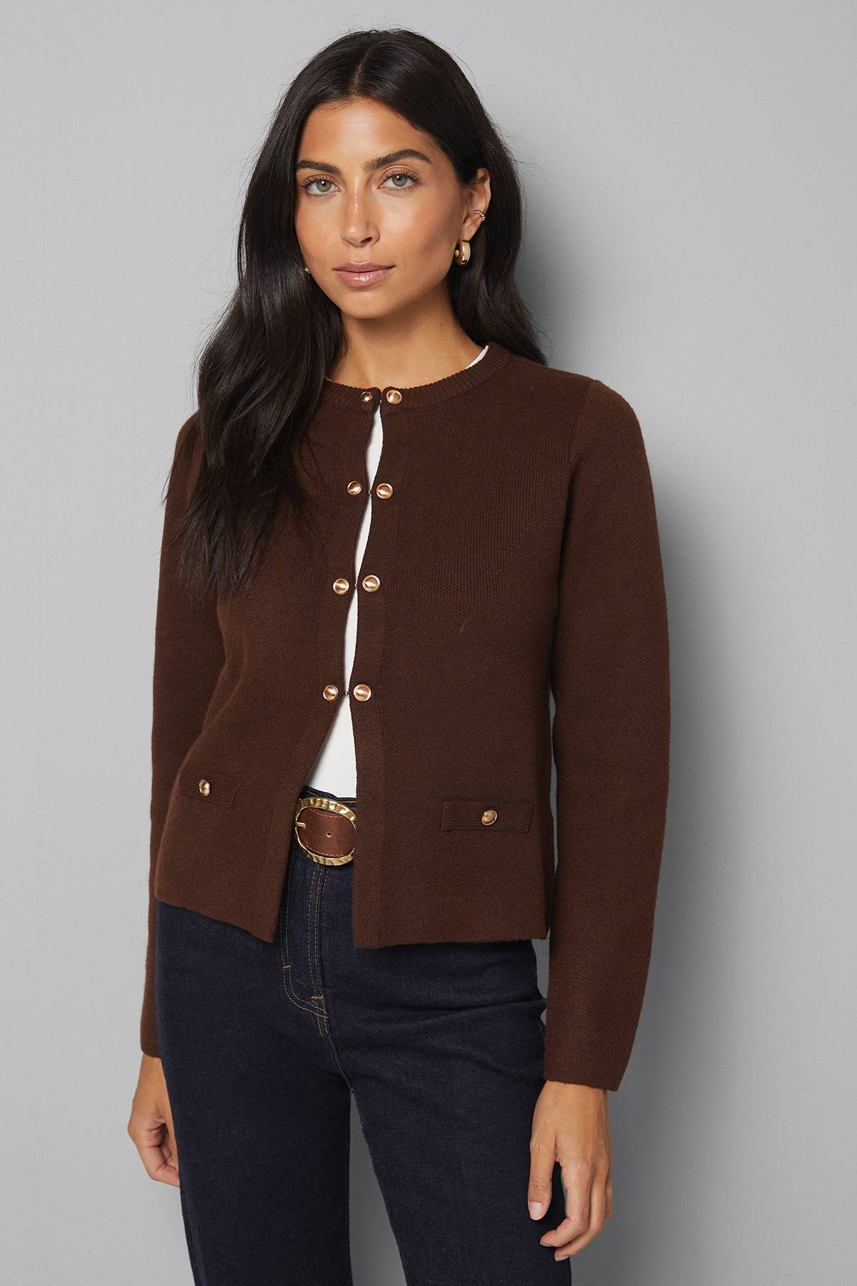 Wallis Veste Tricotée Cintrée à Double Boutonnage