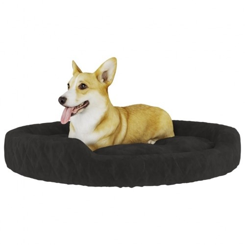 Cama redonda acolchoada preta para cães Vidaxl