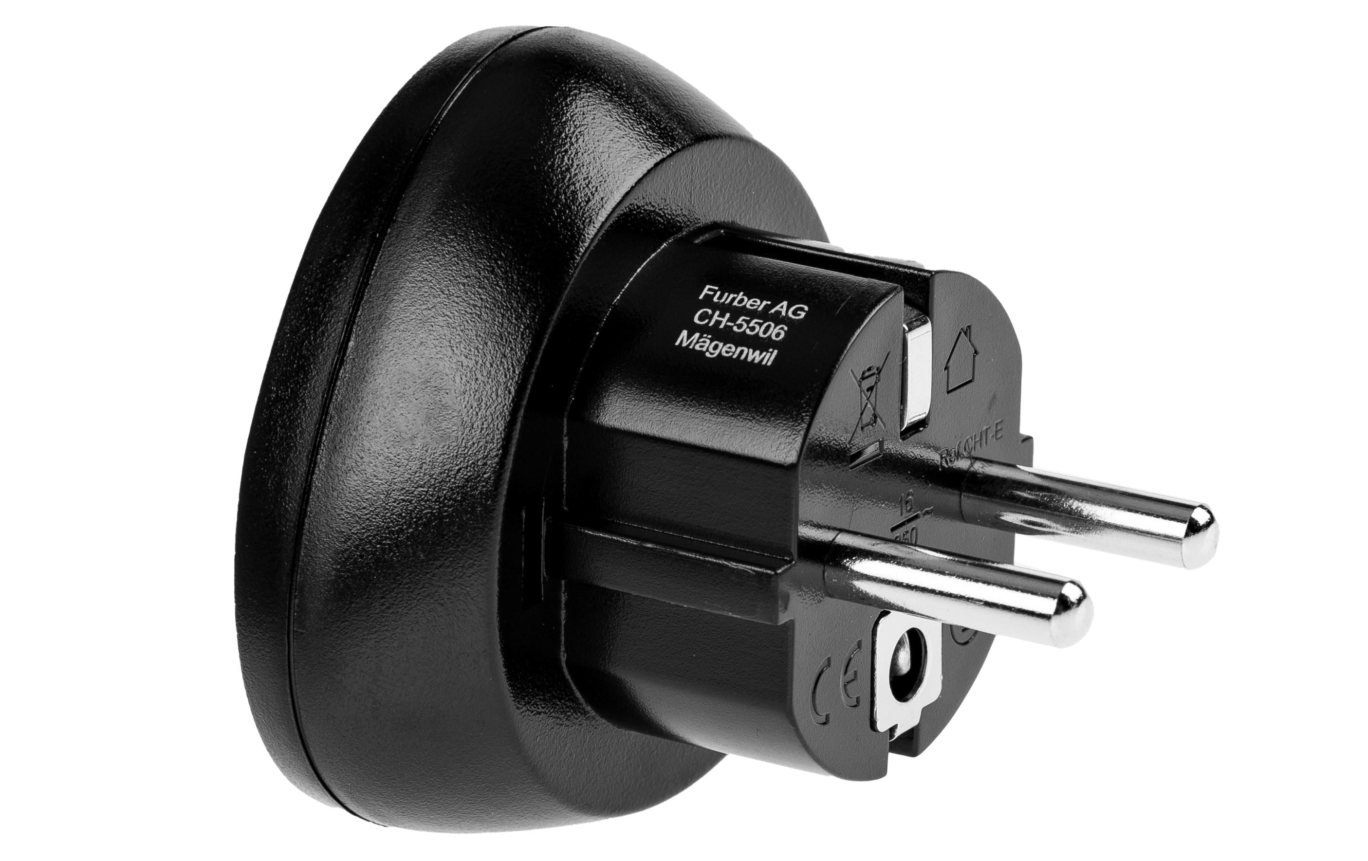 Reiseadapter CH – SchukoAdapter zum verwenden von Schweizer Geräten an EU-Steckdosen