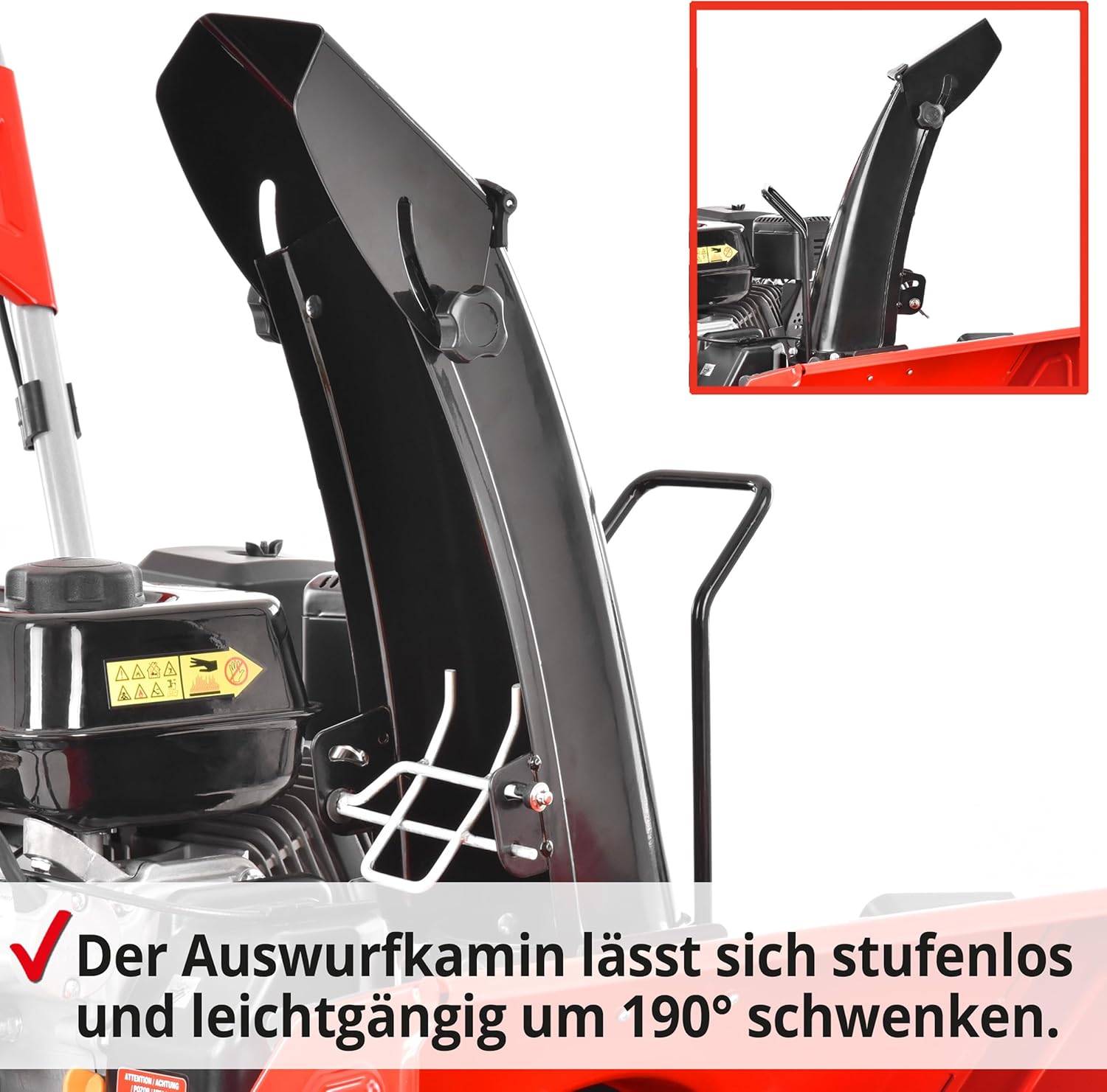 HECHT Schneefräse Benzin – 56 cm Arbeitsbreite – 2-stufig – 40 cm Arbeitshöhe – 11 m Auswurfweite – mit E-Start, 6-Vorwärts- & 2-Rückwärtsgänge, LED-Scheinwerfer