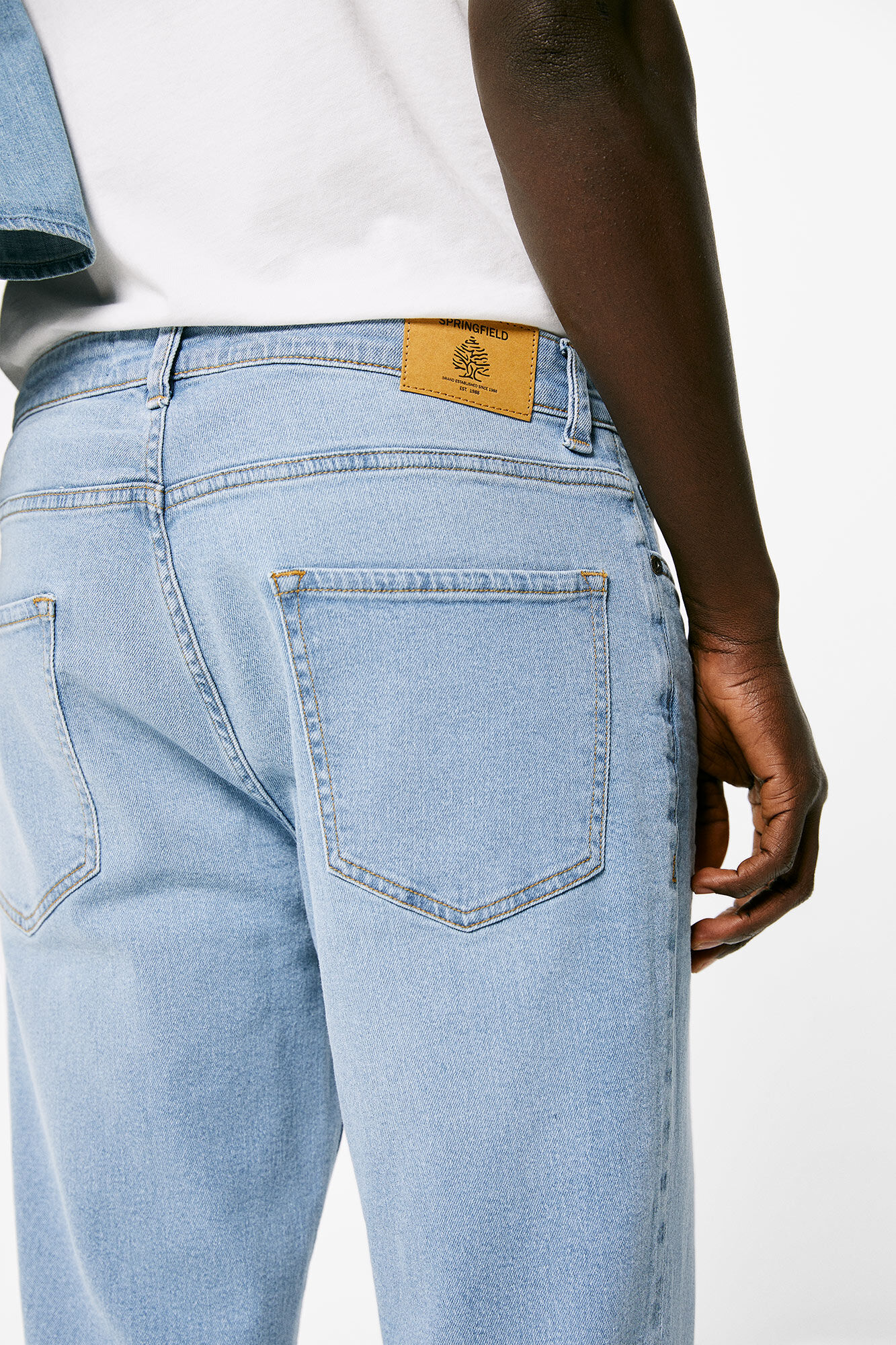 Calça jeans regular de lavagem clara - azul índigo
