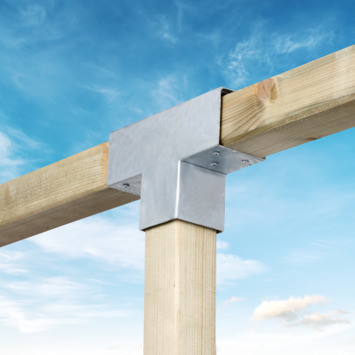 Paalverbinder voor pergola T-verbindingsstuk 3-kants 7x7 cm gegalvaniseerd