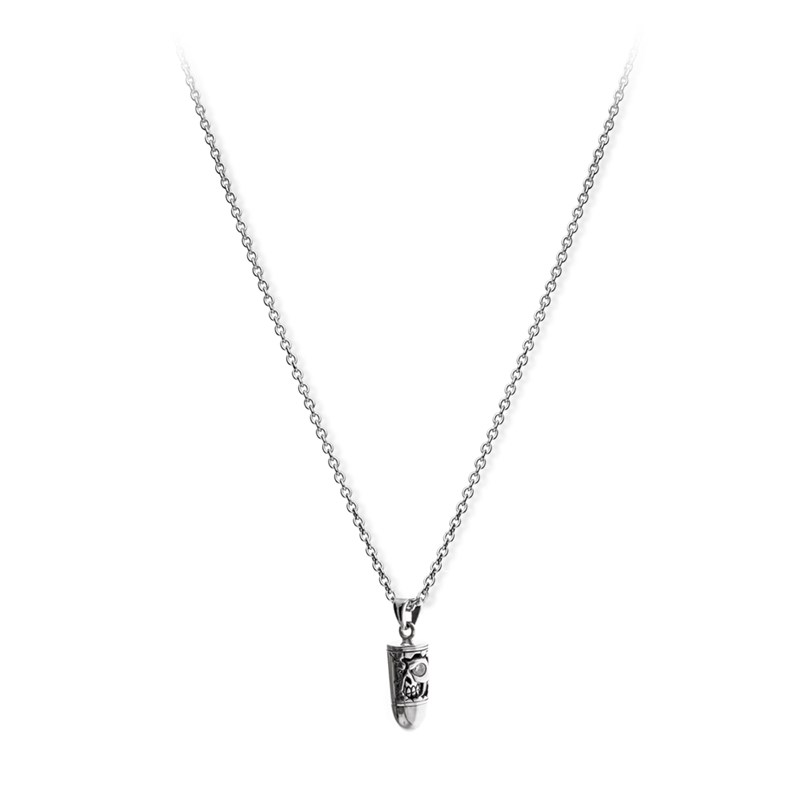 Collier Homme Argent Balle Tête De Mort