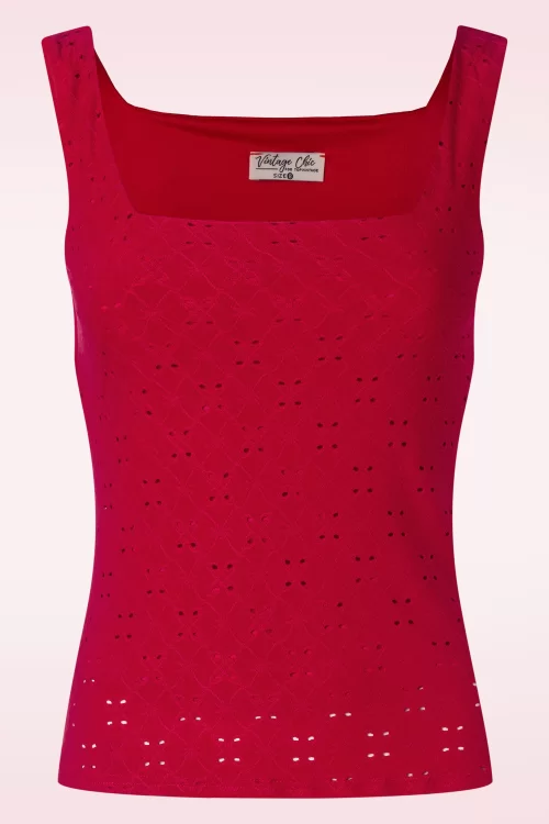 Vintage Chic for Topvintage Demi embroidery top in rood