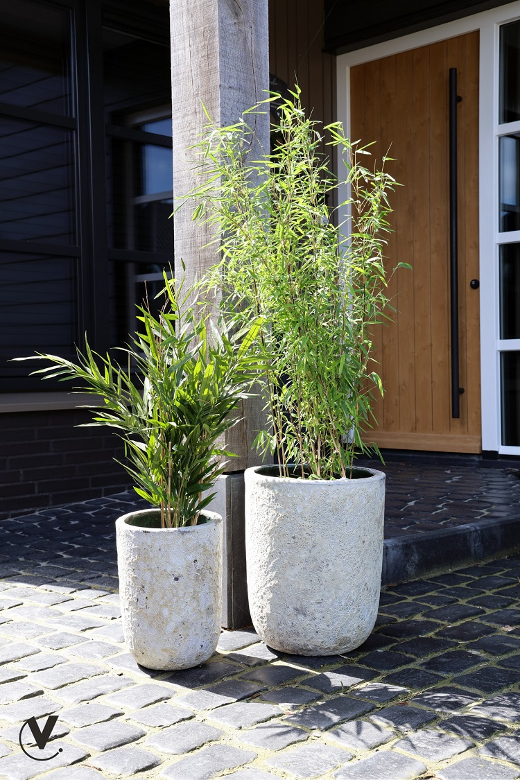 Plantenpot Fuji relic beige Ø36/26 x H45/35 cm - set van 2