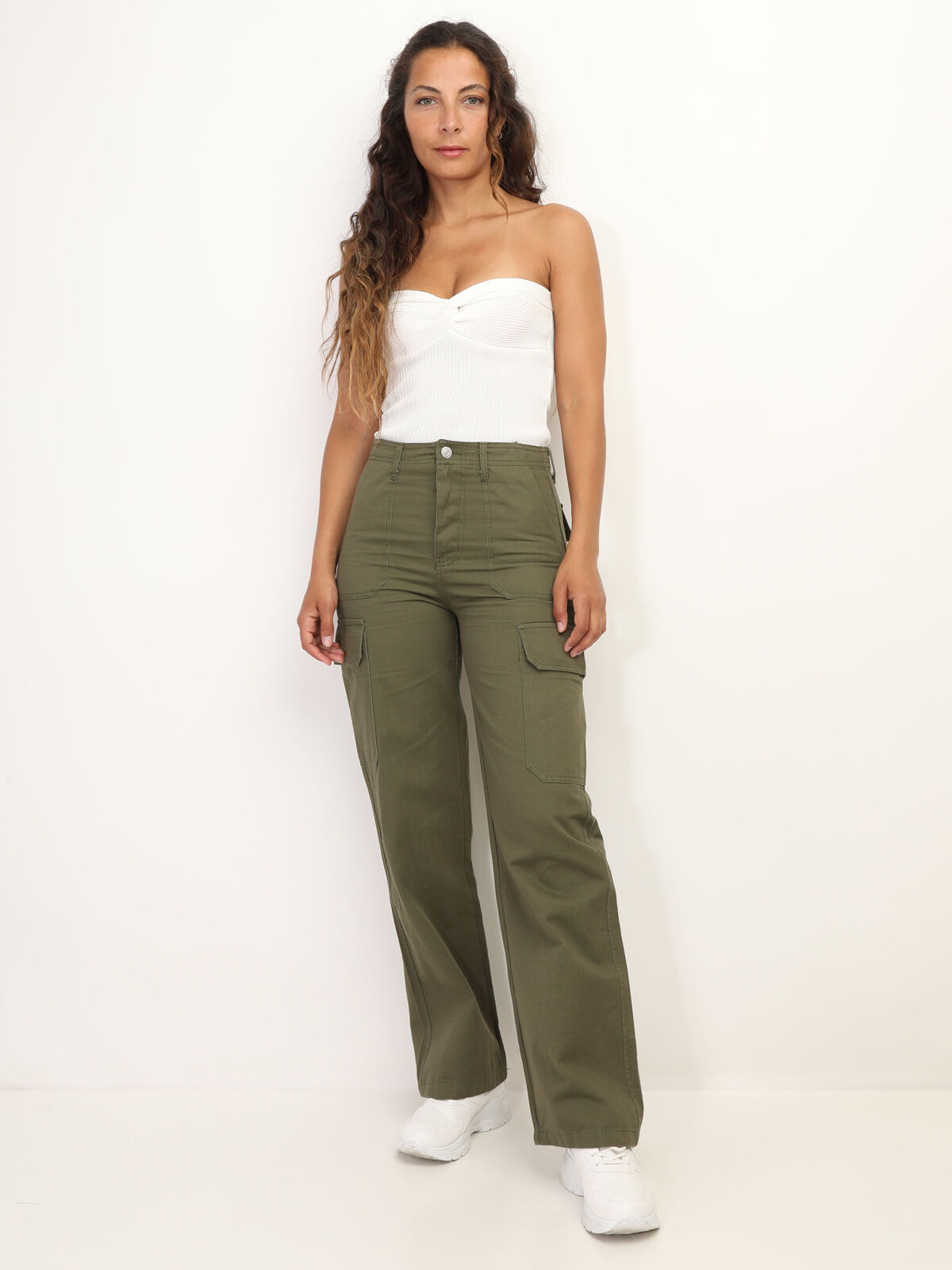 Pantalon cargo style utilitaire- Kaki