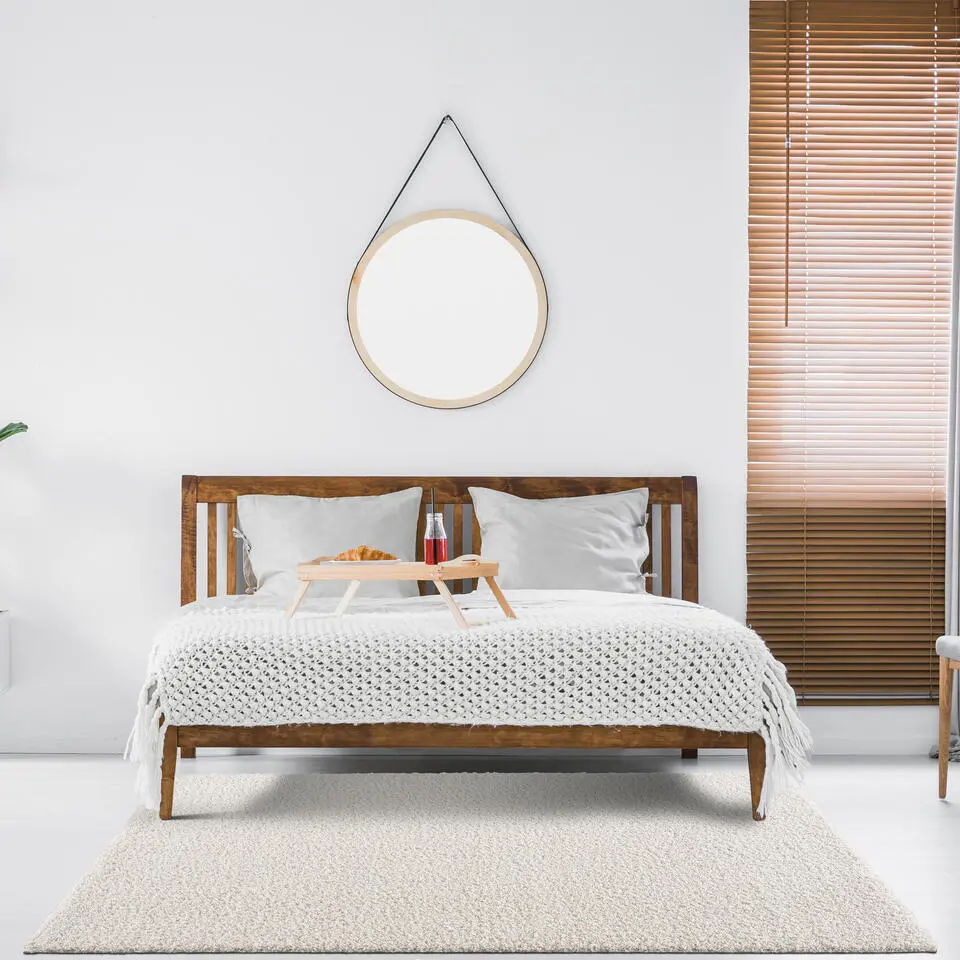 Loca Shaggy Vloerkleed Creme Hoogpolig - 200x200 CM Vierkant