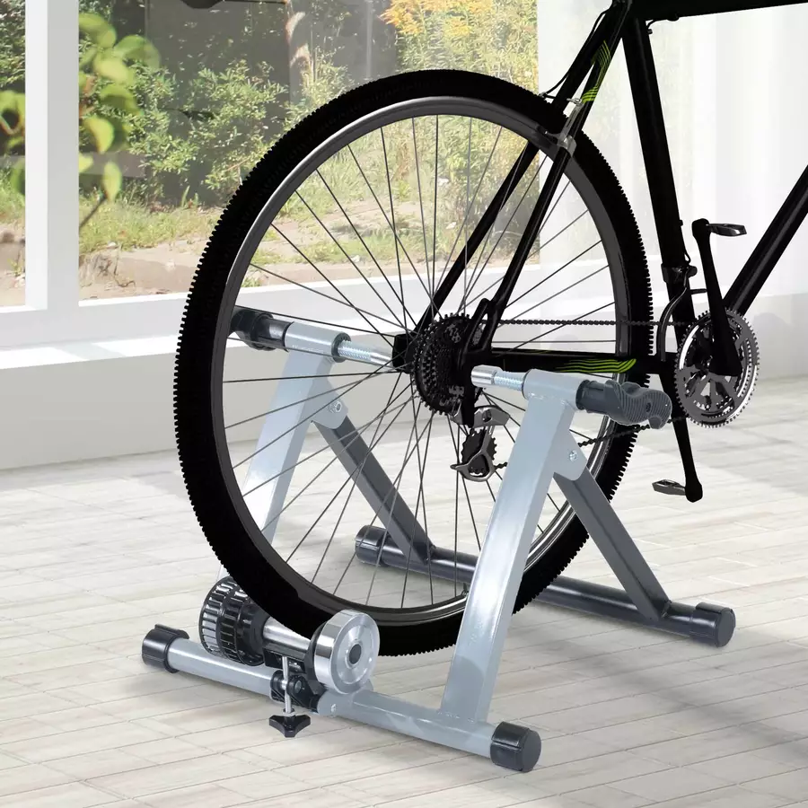 HOMCOM Heimtrainer mit Luftwiderstandsbremse silber, schwarz