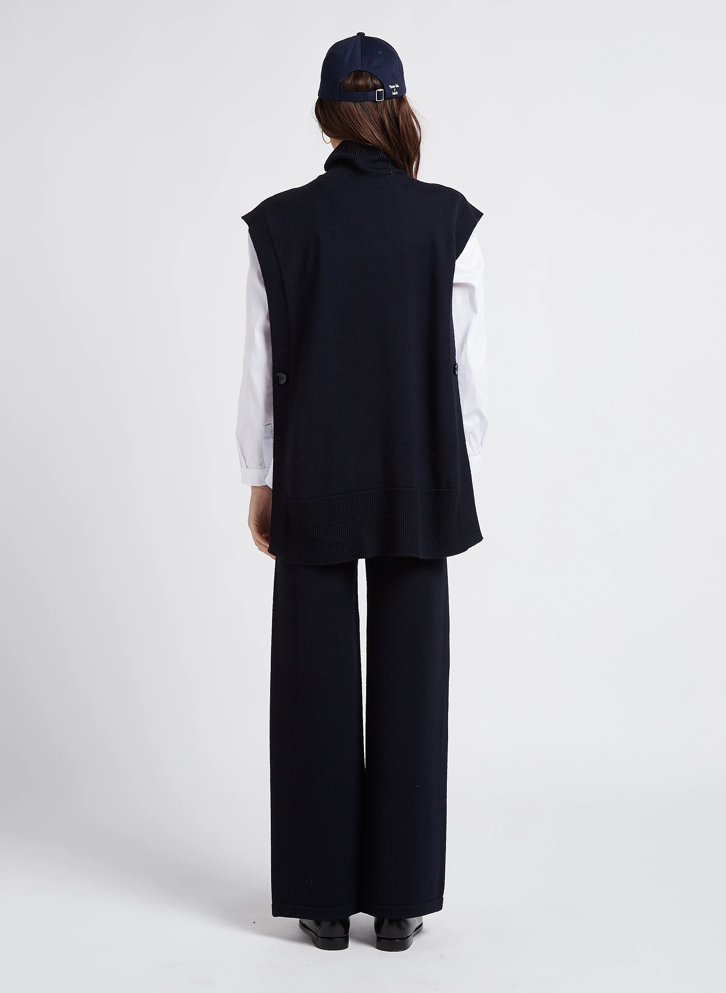 Chemise ample à col classique en coton mélangé | Blanc