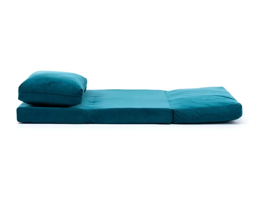Fauteuil convertible multipositions velours Talya-Couleur Bleu canard-1 place fauteuil
