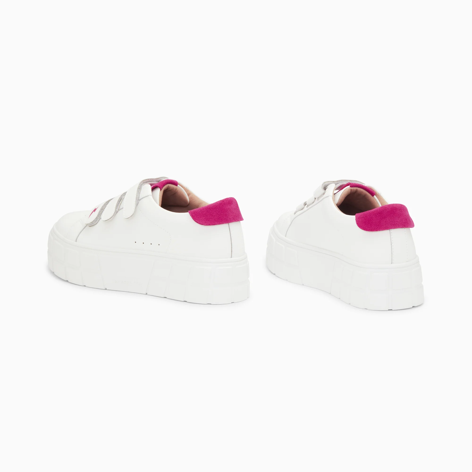 Sneakers-Baskets Coraline blanc et fuchsia à plateforme