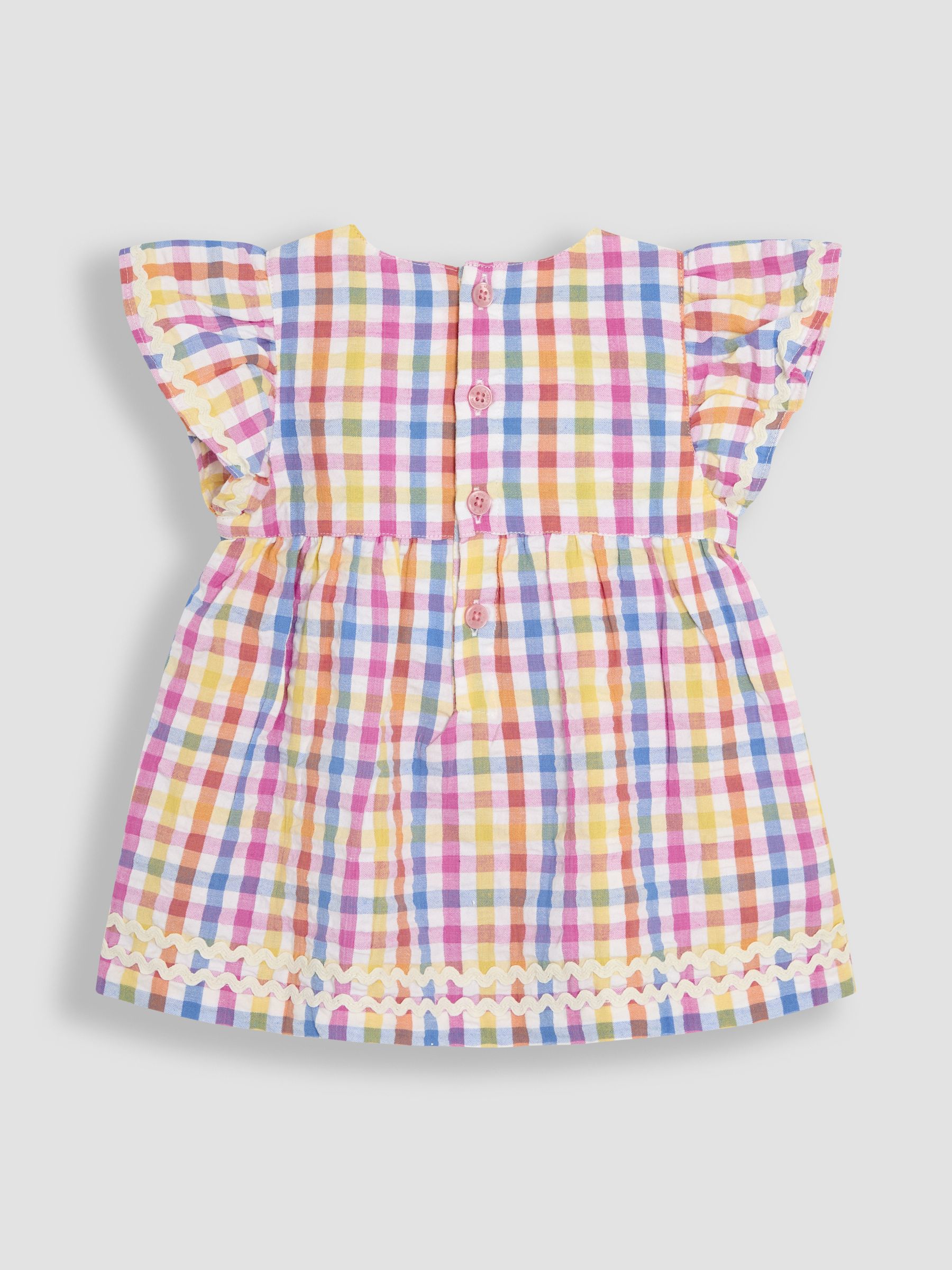 JoJo Maman Bébé - 2-delige set van blouse met gingham-ruit en korte mouwen en short