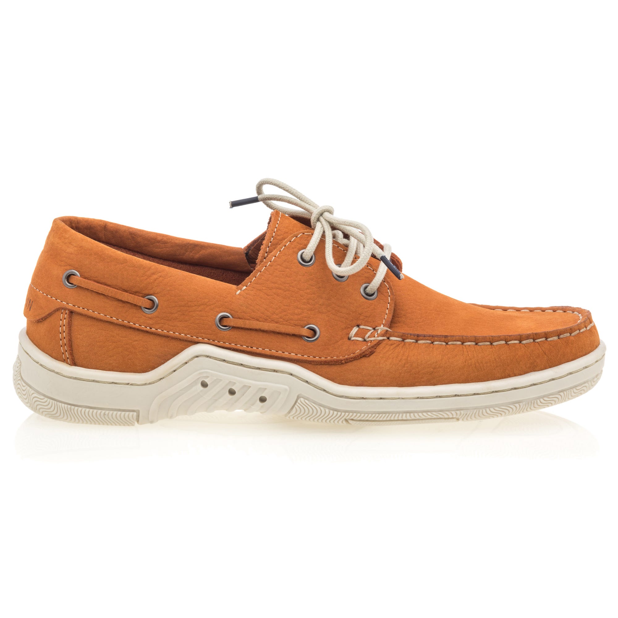 Chaussures bateau Homme en cuir orange
