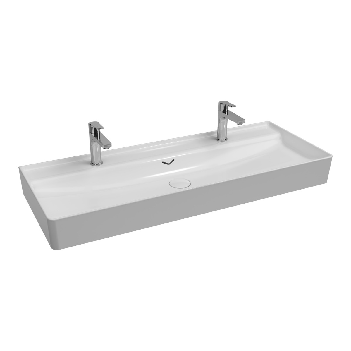 Isvea Vea opbouw wastafel met 2 kraangaten 120cm wit glans