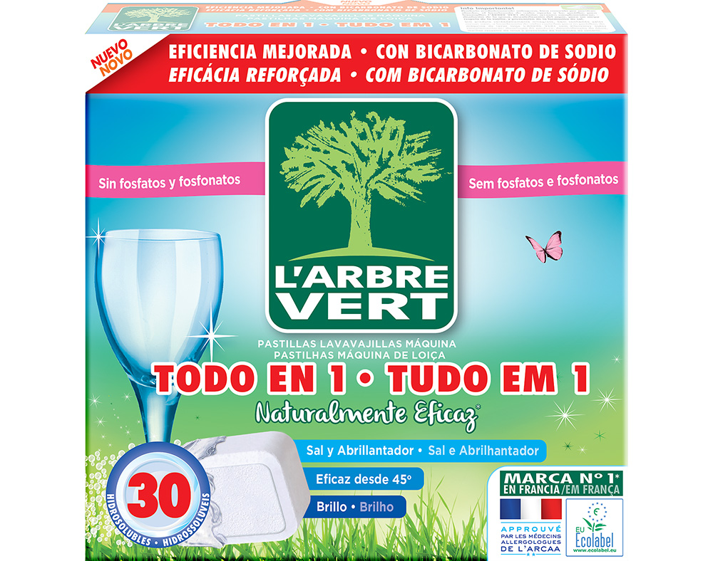 DETERGENTE MÁQUINA DA LOIÇA PASTILHAS L ARBRE VERT 30 UND