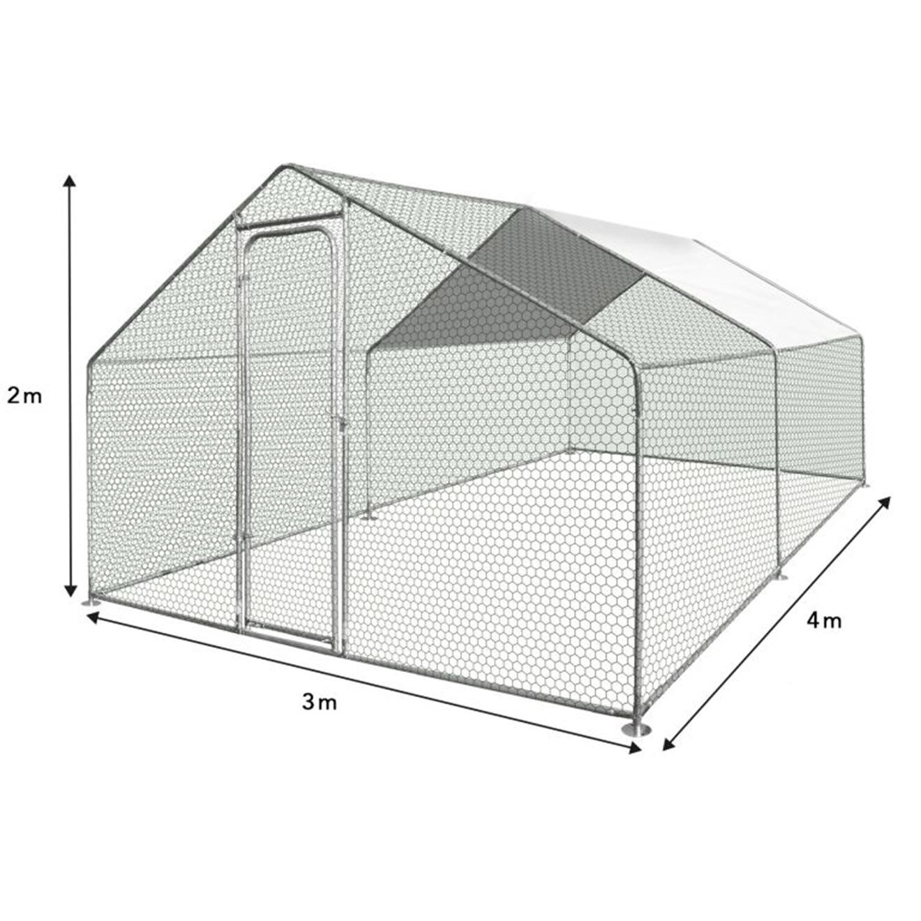 JARDIKT Enclos extérieur grillagé 12m² 2022 - 3x4m gris