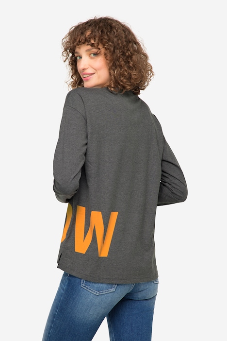 T-Shirt, NOW Statement-Print, Rundhals, Langarm, OEKO-TEX