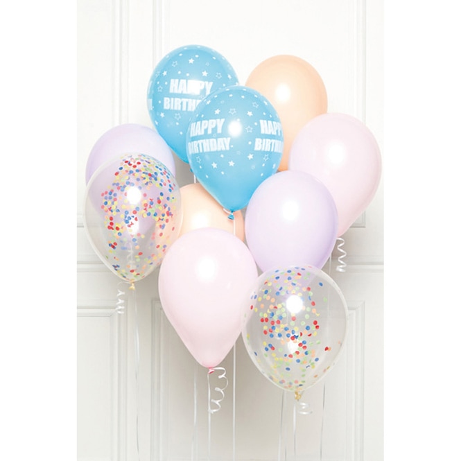 Ballon-Set - Happy Birthday - Pastell - 10 Stück