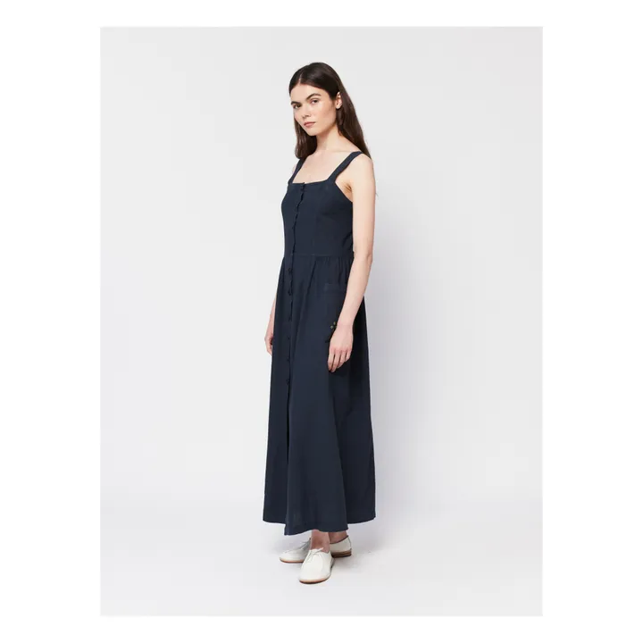 Bobo Choses Robe Boutonnée Coton et Lin - Collection Femme  | Bleu nuit