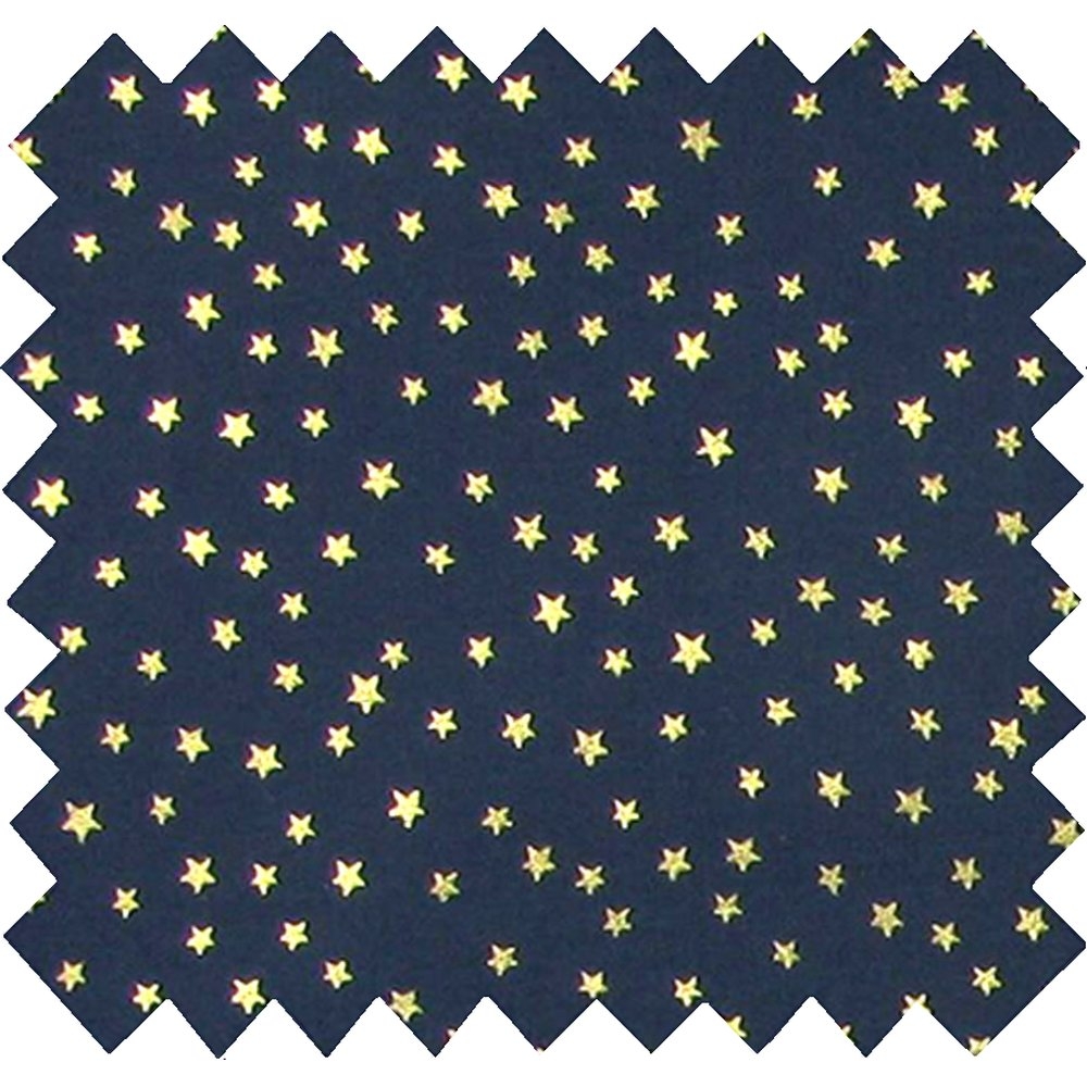 Coupon Tissu 50 Cm Etoile Or Marine