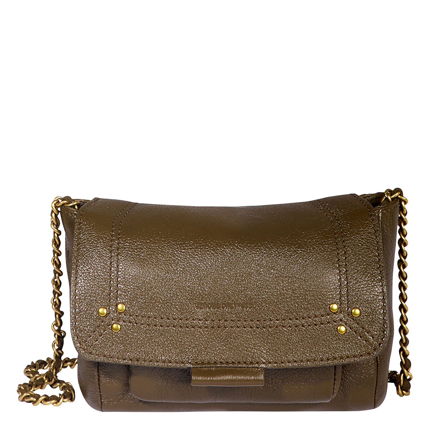 LULU S - Mini sac porté épaule en cuir | Kaki