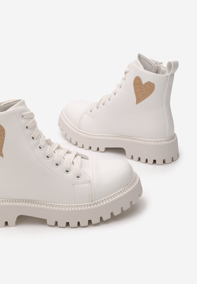 Bottines rangers femme blancs Lazaria