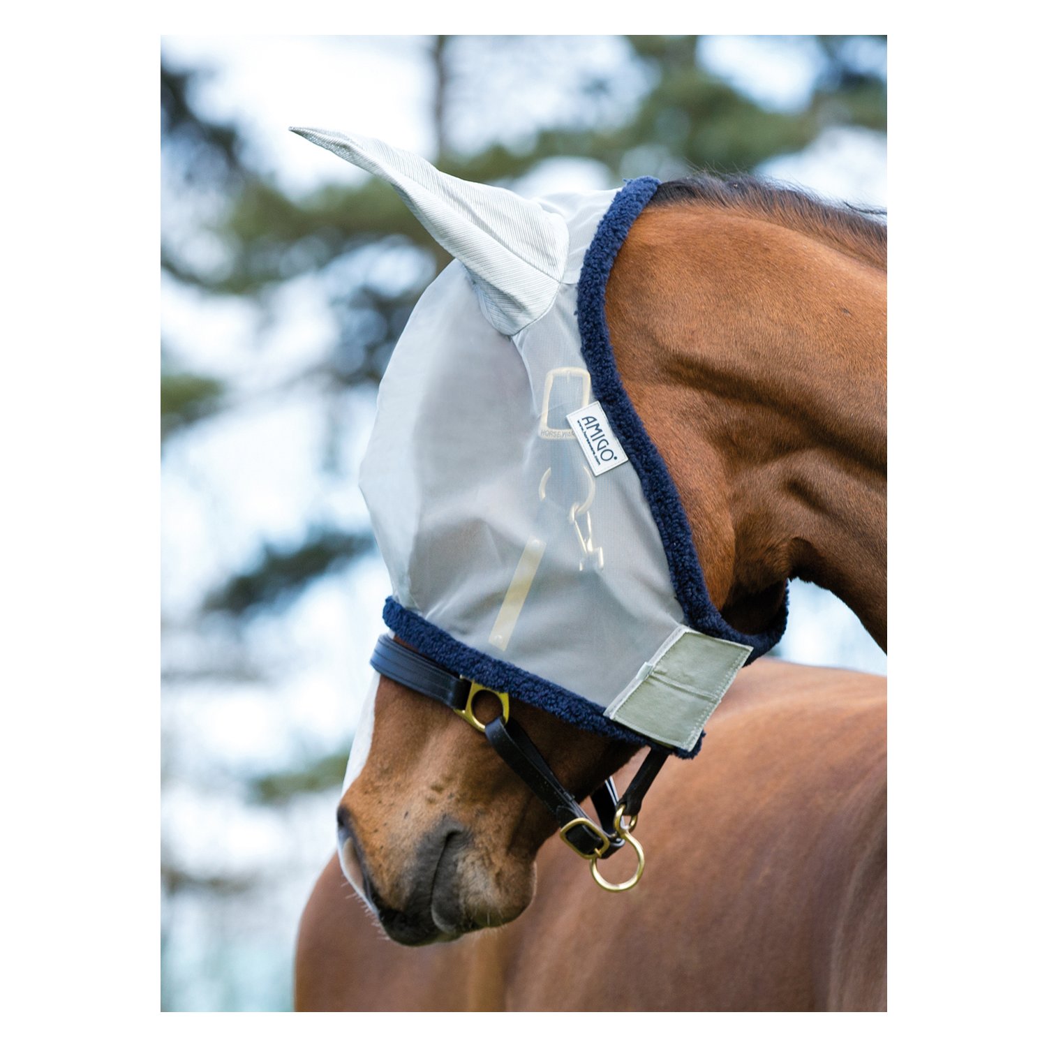 Horseware Fliegenmaske AMIGO Fly Mask  - silver/navy