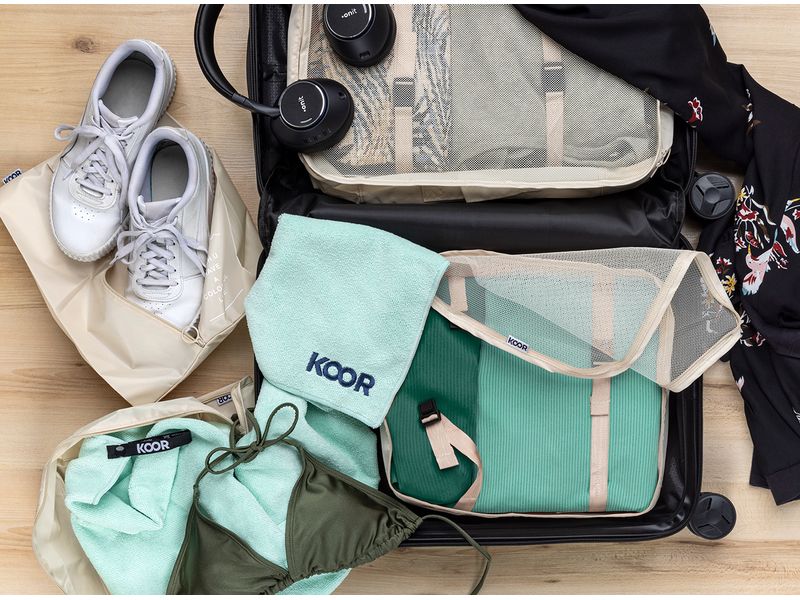 KOOR Schuhbeutel Reesa, 2er-Pack, Beige Packhilfe-Set für Ordnung im Koffer