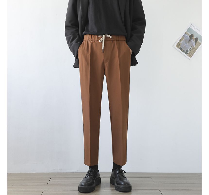 GRAYCIOUS - Effen cropped, taps toelopende broek met trekkoord in de taille