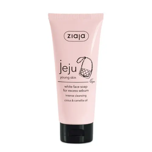Pink Jeju White Facial Soap Against Excess Talc