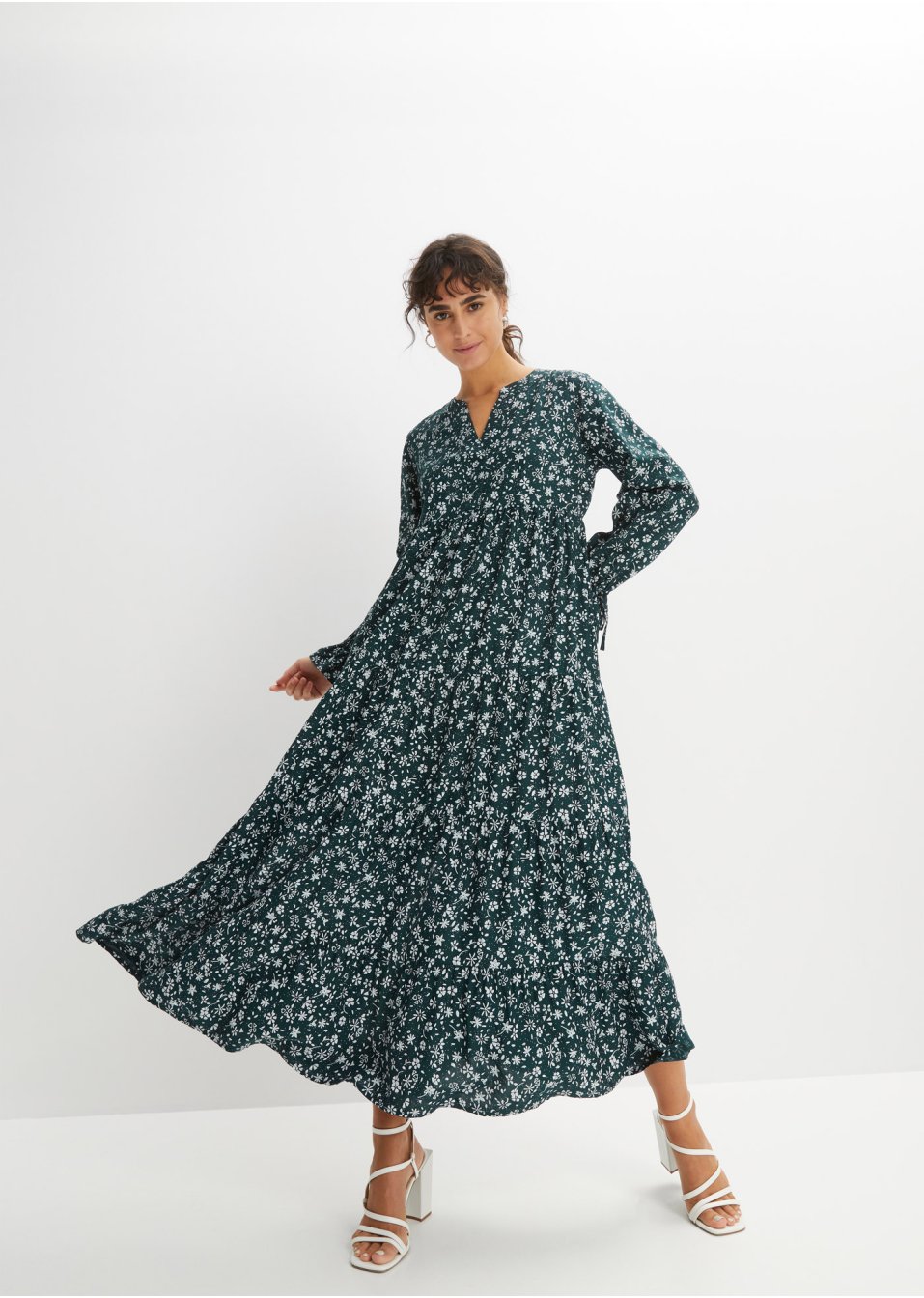 Robe longue imprimée en viscose