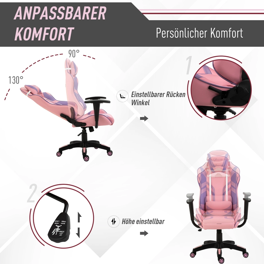 Vinsetto Gamingstuhl ergonomisch rosa, violett