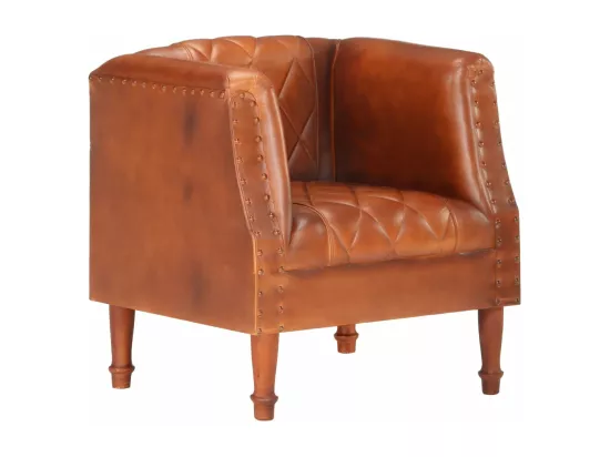 Chaise cabriolet marron Cuir véritable de chèvre