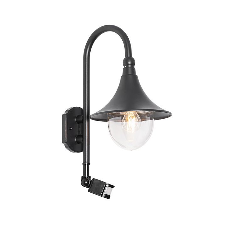 Buiten wandlamp zwart IP44 incl. bewegingsmelder - Daphne