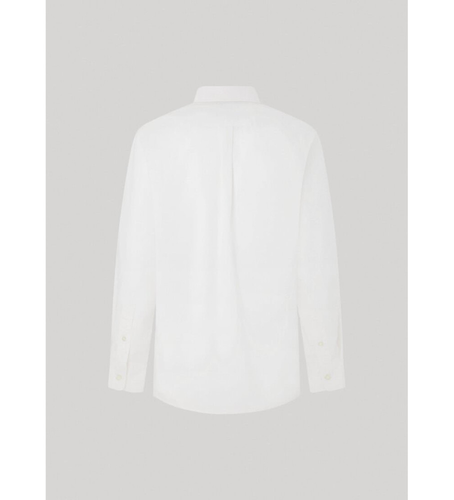 Camisa branca lisa de tecido Popeline Pepe Jeans, corte regular.