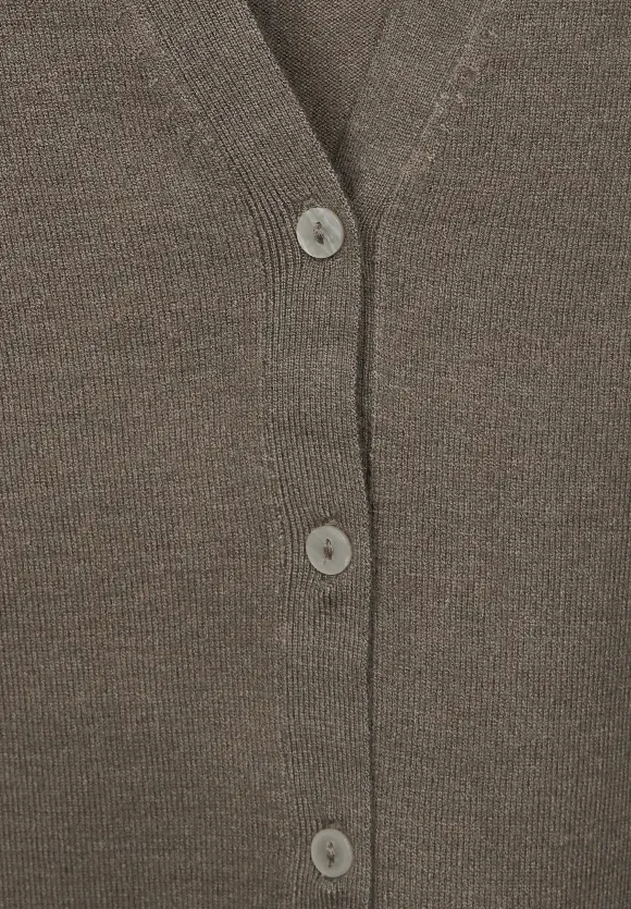 Cardigan mit V-Ausschnitt - falcon brown melange