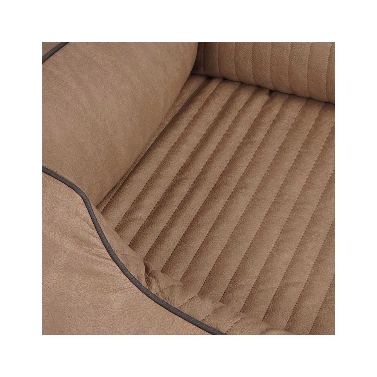 Knuffelwuff Orthopädisches Hundebett Tampa aus laser-gestepptem Kunstleder braun/ beige M-L