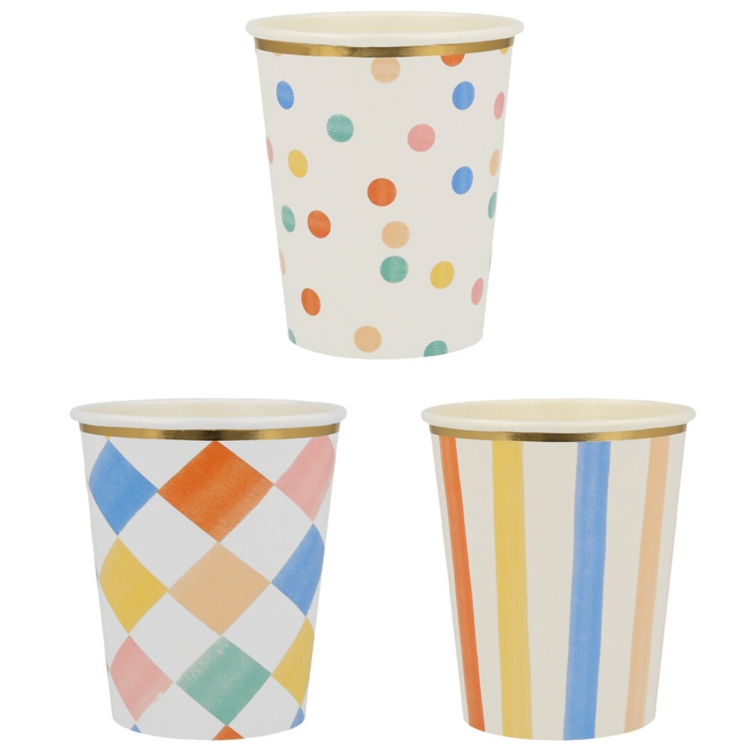 Meri meri bekers colourful pattern – 8st
