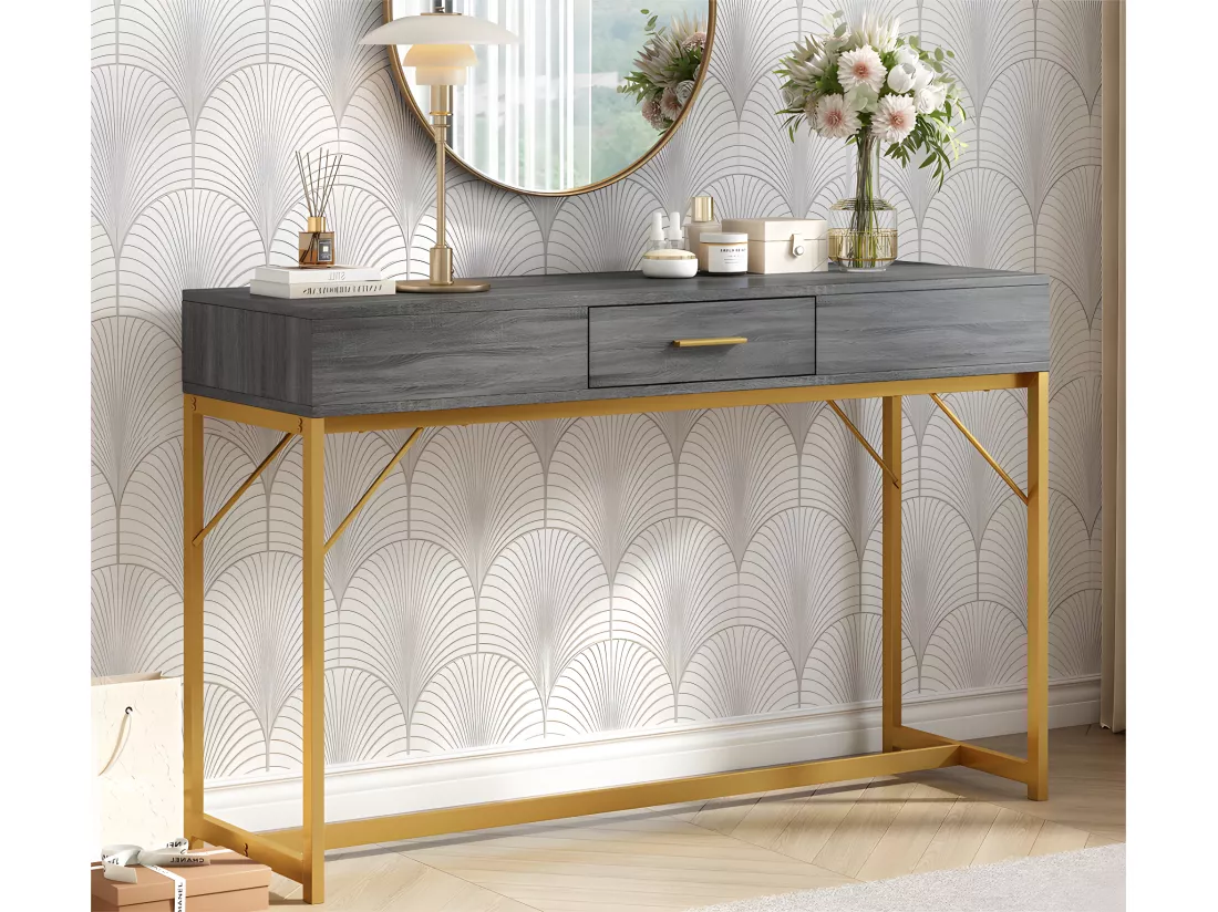 Console avec 1 tiroir - style moderne - Gris