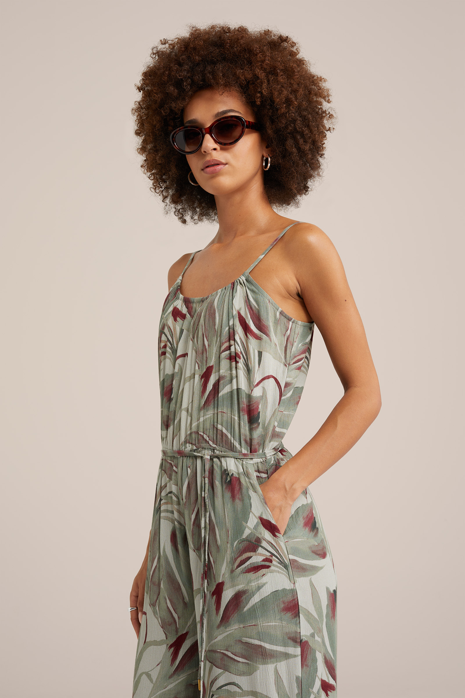 jumpsuit met structuur WE Fashion Lichtgroen