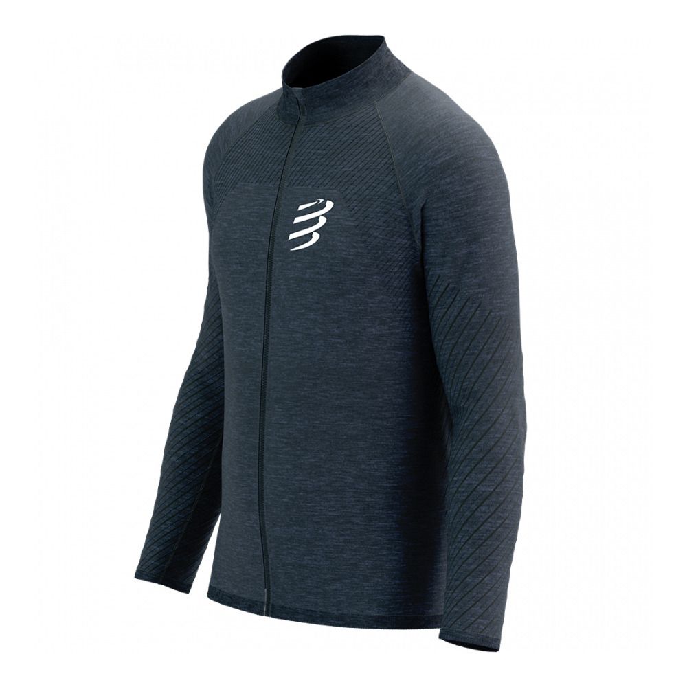 Compressport SEAMLESS ZIP - Sweat mood indigo melange