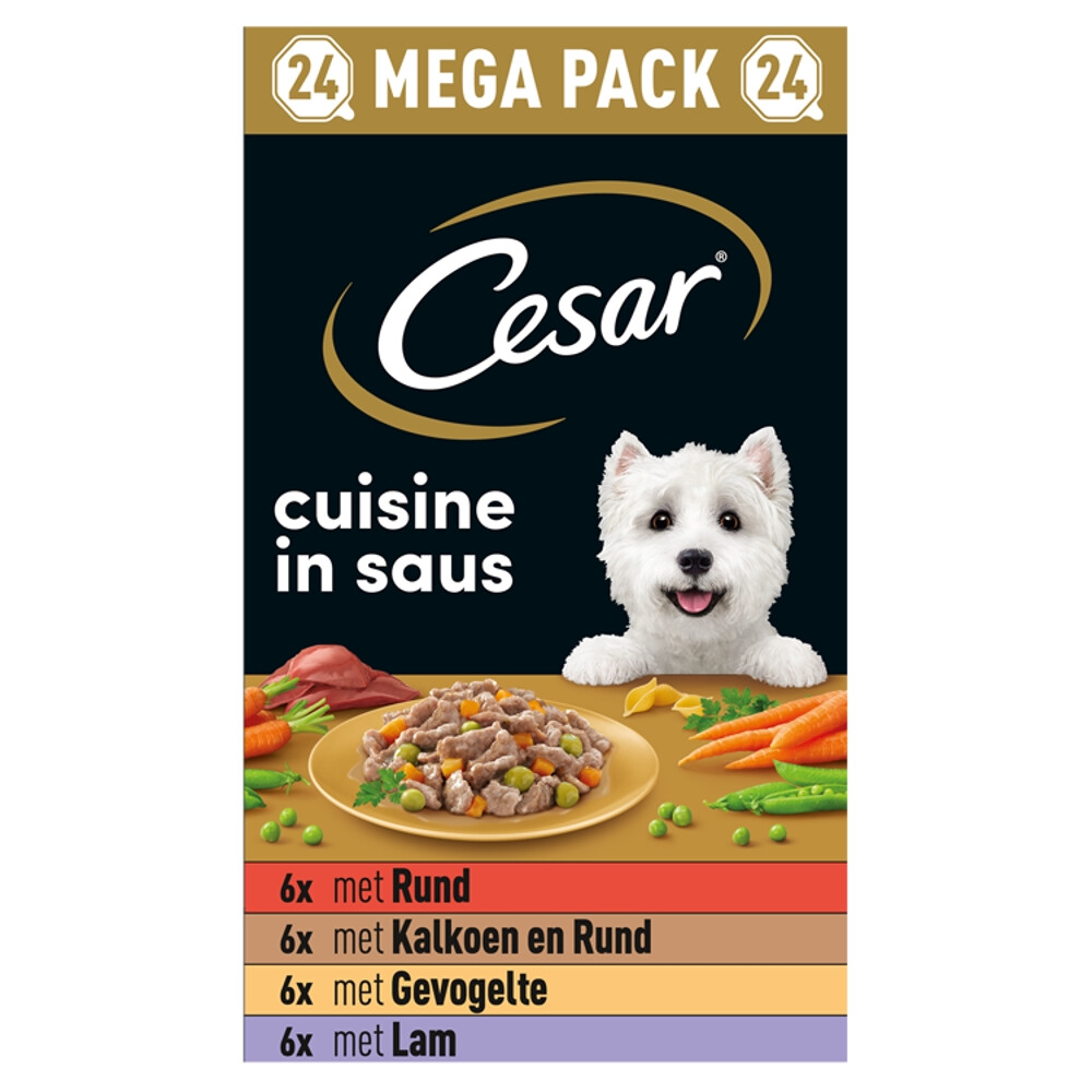 Cesar Alu Hondenvoer Multi-pack Kuipje Cuisine in Saus24 x 150 gr