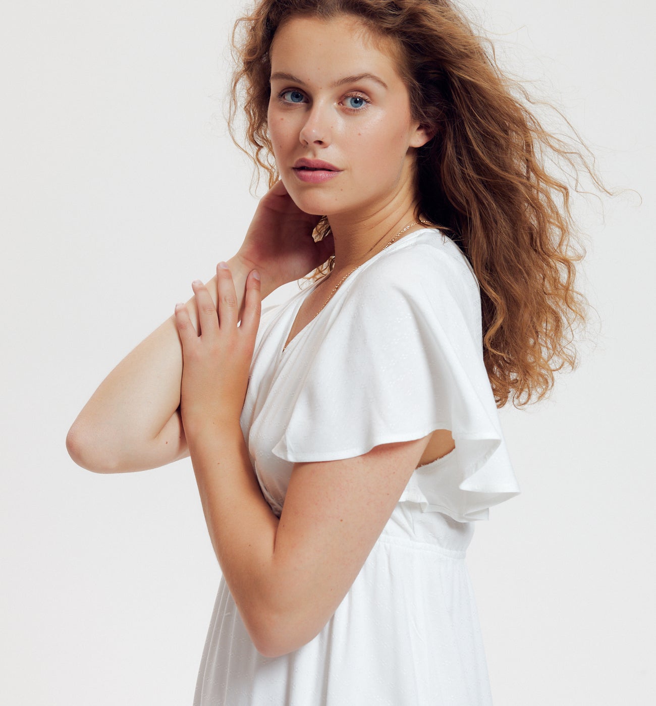 Robe mi-longue unie Femme - Ecru