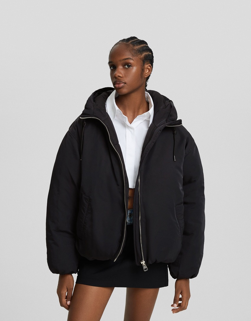Jaqueta puffer com capuz