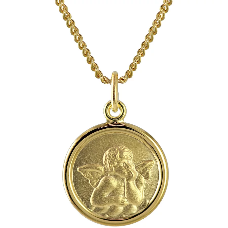 trendor Engel-Anhänger für Kinder Gold 333 an vergoldeter Silberkette gold