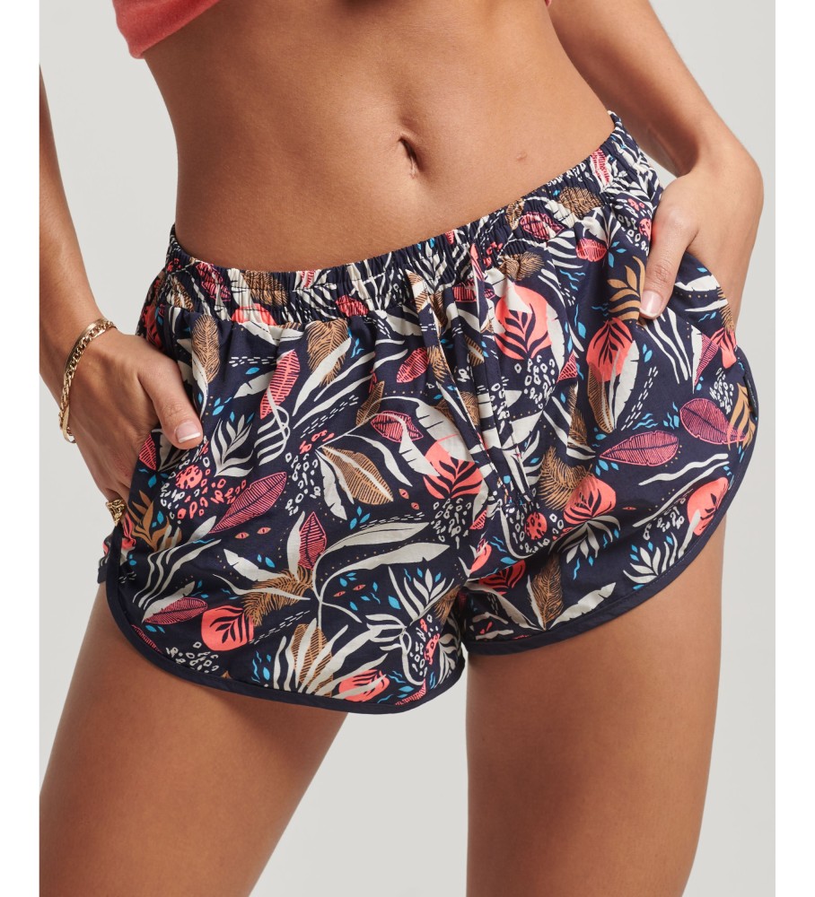 Calções de praia Superdry com estampa vintage azul marinho